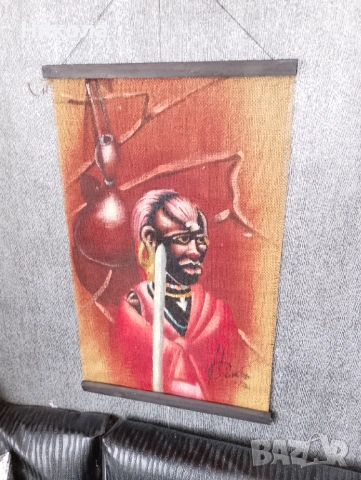 Дърворезба-слон,африкански картини върху зебло, снимка 11 - Декорация за дома - 51393931