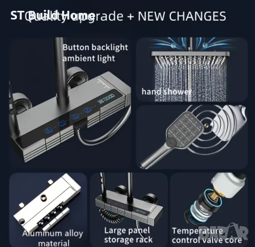 Луксозен Душ Комплект с LED Светлина, снимка 6 - Душове - 50907020