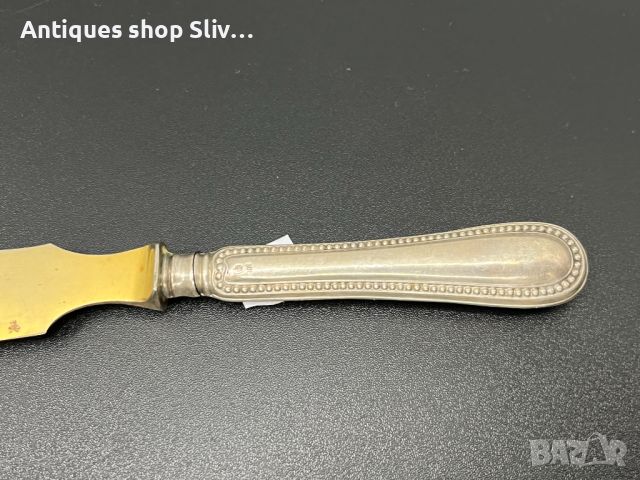 Стар сладкарски сребрен нож. №5352, снимка 3 - Антикварни и старинни предмети - 45667703