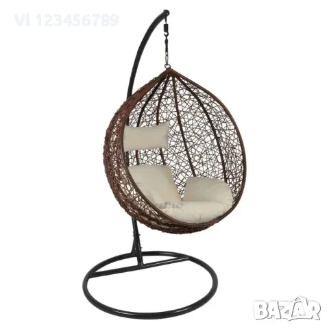 Водоустойчива Градинска Люлка - Висящ Ратанов стол, гнездо, снимка 5 - Къмпинг мебели - 50687732