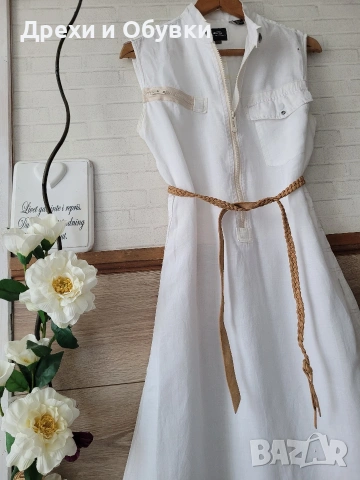 Бяла рокля G-Star реми 100% естествена материя , снимка 17 - Рокли - 54108695