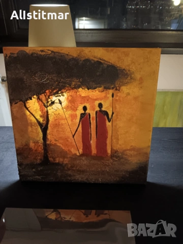 Картина, африкански мотив, акрил, снимка 3 - Картини - 53115801