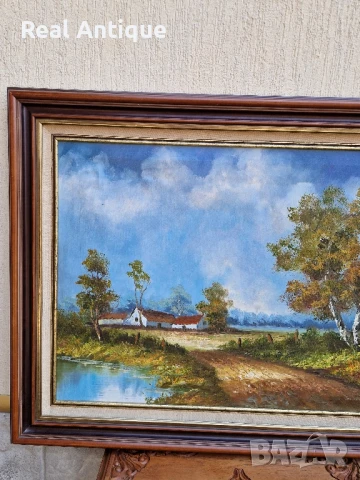 Страхотна голяма антикварна авторска холандска картина масло върху платно, снимка 5 - Антикварни и старинни предмети - 51051079