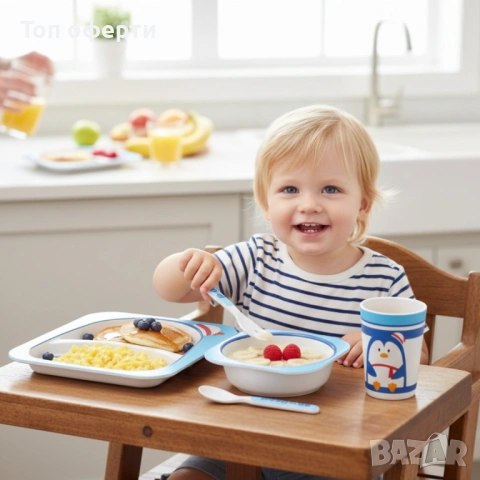 Детски комплект за хранене 5 части Cheffinger , снимка 3 - Прибори, съдове, шишета и биберони - 53179487