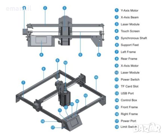 LONGER RAY5 20W CNC лазер лазерно гравиране рязане, снимка 11 - Други машини и части - 45251978