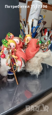 Сурвакарка - дървена кукла с национална българска носия - Сурвакари, снимка 5 - Декорация за дома - 52678043