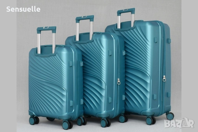 Комплект 3 броя куфари с колелца - Полипропилен, снимка 2 - Куфари - 53394705