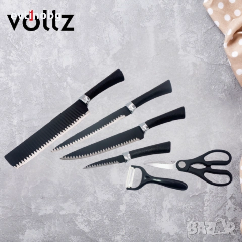 Комплект ножове и белачка, снимка 2 - Прибори за хранене, готвене и сервиране - 53891055