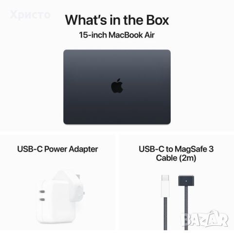 НОВ!!! Лаптоп Apple MacBook Air 13", Apple M3, 8 ядра CPU и 10 ядра GPU, 8GB, 512GB, Midnight, снимка 4 - Лаптопи за работа - 46494361