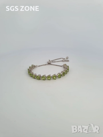 СРЕБЪРНА ГРИВНА С ТОПАЗ ИЛИ ПЕРИДОТ С ТАЙЛАНД 925, снимка 6 - Гривни - 52367679