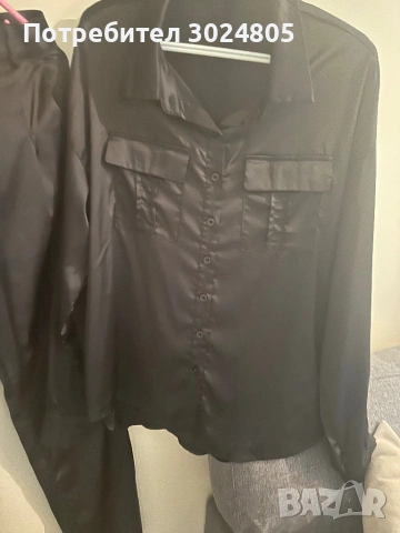 Черен сатенен сет, снимка 2 - Костюми - 53561807