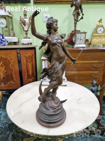 Страхотна антикварна колекционерска френска фигура статуетка , снимка 1 - Антикварни и старинни предмети - 44969016