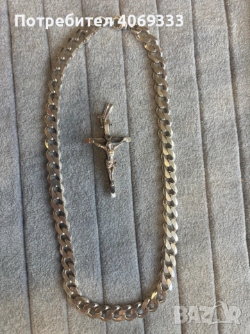 Сребърен ланец Панцер с Кръст 