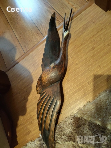 Дървен щъркел , снимка 3 - Декорация за дома - 53922972