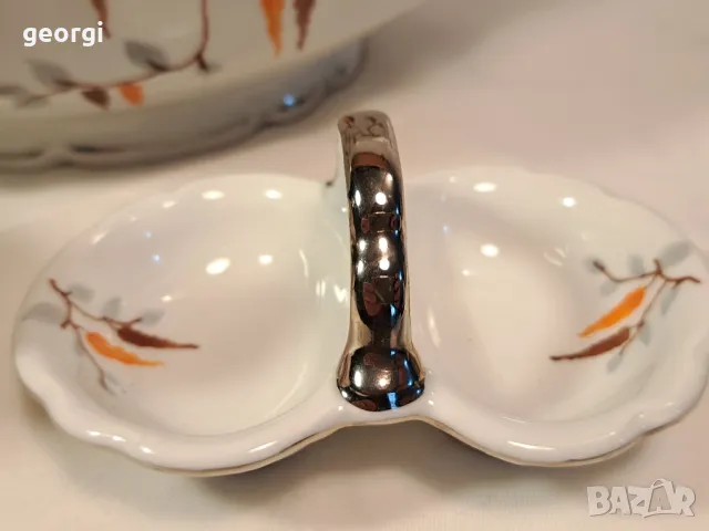 Карловски порцеланов супник солница и сосиера Victoria Czechoslovakia     7/1, снимка 3 - Сервизи - 49900540