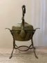 Винтидж бронзов чайник с ажурна поставка, снимка 3