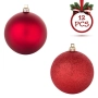Комплект коледни топки червени матови с брокат 5 см 12 бр._1026313, снимка 1