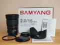 Обектив Samyang 16mm f2.0 ED AS UMC CS (Sony A) + адаптер за Е байонет, снимка 1