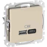 Продавам Розетка 2x USB тип A+C 3A 45W Power Delivery Крем SCHNEIDER ELECTRIC Sedna Design, снимка 1 - Други - 44953233