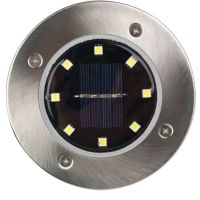Слънчев соларен фенер Сребърна кръгла морава 8 Led 11.5cm, снимка 3 - Соларни лампи - 45836295