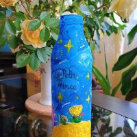Ръчно рисувана бутилка ваза - Малкият принц , снимка 2 - Вази - 45804463