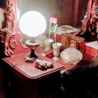 Антична нощна лампа с голям лампион, снимка 3 - Антикварни и старинни предмети - 45417128