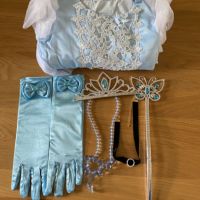 LZH Рокля на Пепеляшка с аксесоари, костюм за карнавал за момичета, синя, снимка 7 - Детски рокли и поли - 45670859