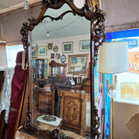 Барокова конзола, Орех Египетски мрамор и кристално огледало. , снимка 9 - Маси - 44937546