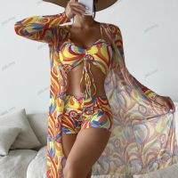 Дамски многоцветен бански костюм от 3 части, 11цвята , снимка 11 - Бански костюми - 45394821