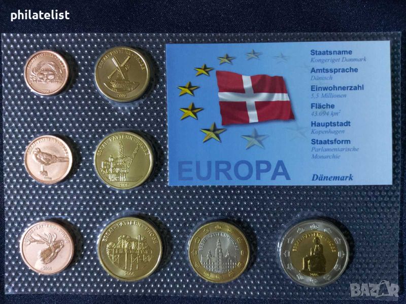 Пробен Евро сет - Дания 2006, 8 монети, снимка 1