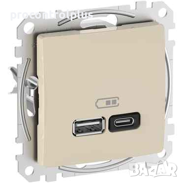 Продавам Розетка 2x USB тип A+C 3A 45W Power Delivery Крем SCHNEIDER ELECTRIC Sedna Design, снимка 1
