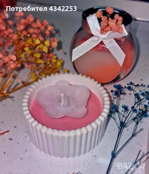 Соеви свещички в кашпи, снимка 1