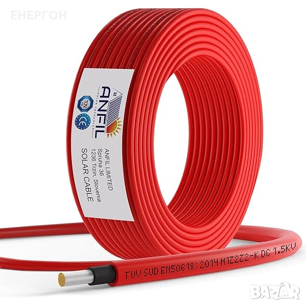 Соларен кабел 6мм2 Висок клас с UV защита Червен цвят, снимка 1