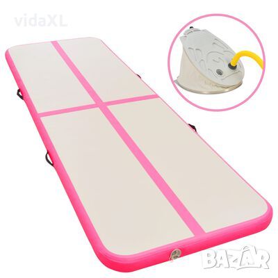 vidaXL Надуваем дюшек за гимнастика с помпа, 300x100x10 см, PVC, розов(SKU:91912, снимка 1