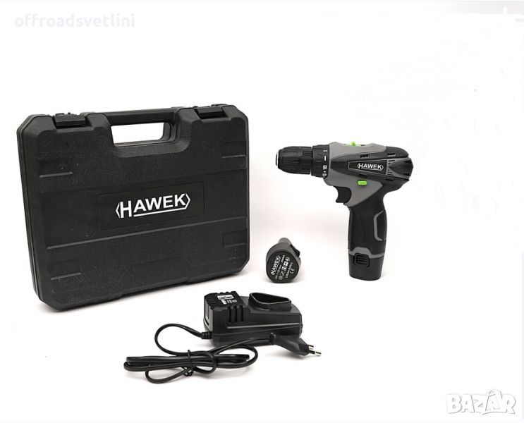 Акумулаторен Винтоверт 12V HAWEK HW-3007 с битове, камъни и свредла, снимка 1