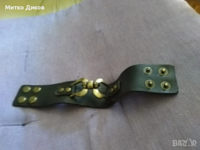 Верижка за ръка метал естествена кожа 240х38мм две позиции, снимка 1