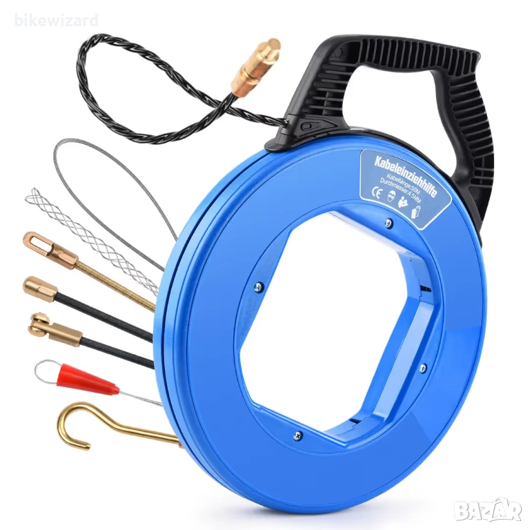 Устройство / уред за изтегляне на кабели 50 м 4,5 мм със 7 адаптера за електрически инсталации, снимка 1