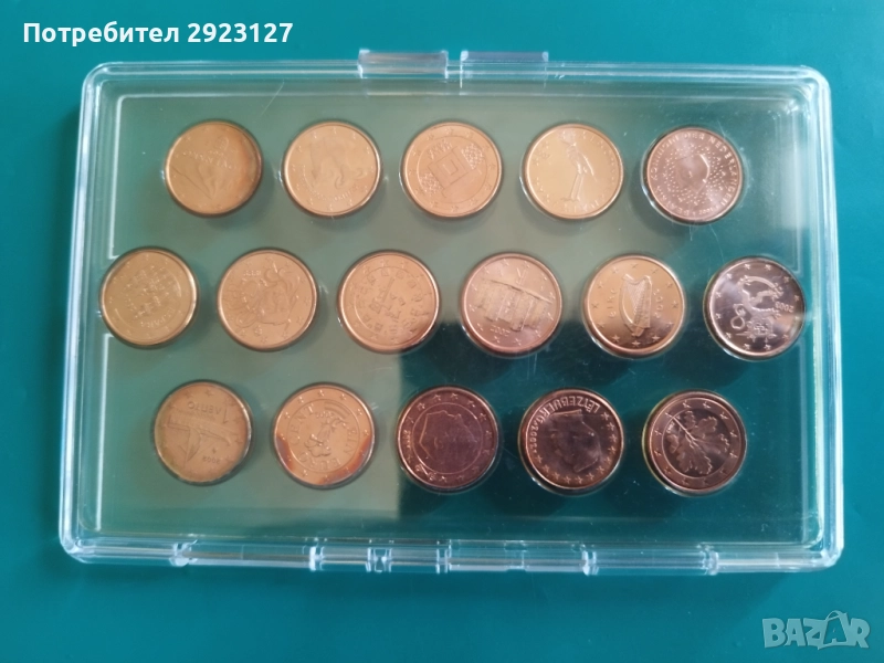 СЕТ С ШЕСТНАДЕСЕТ РАЗЛИЧНИ  ЕВРОМОНЕТИ С НОМИНАЛ 1 ЦЕНТ, снимка 1