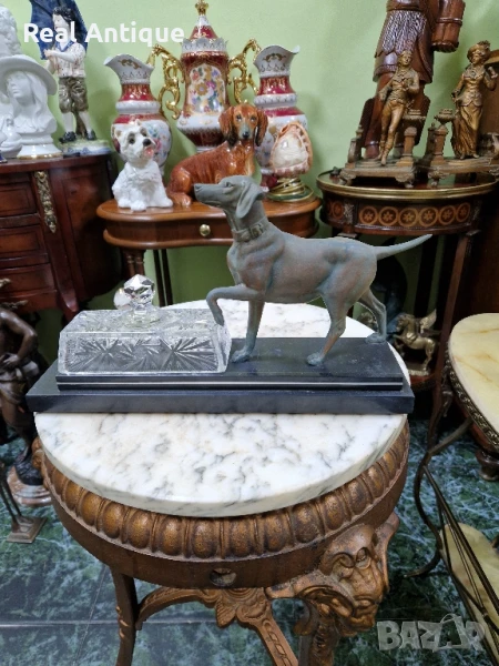 Прекрасна антикварна стара френска метална фигура статуетка , снимка 1