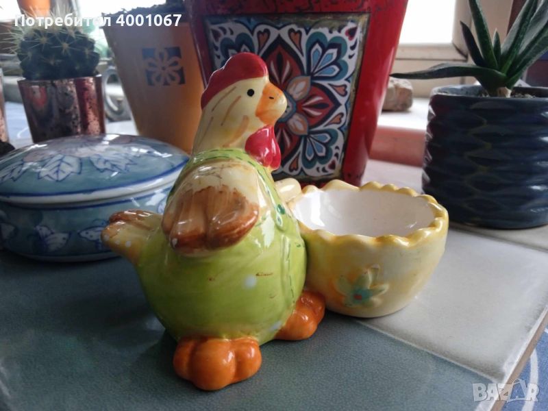 керамична кокошка с кошничка от Италия, снимка 1