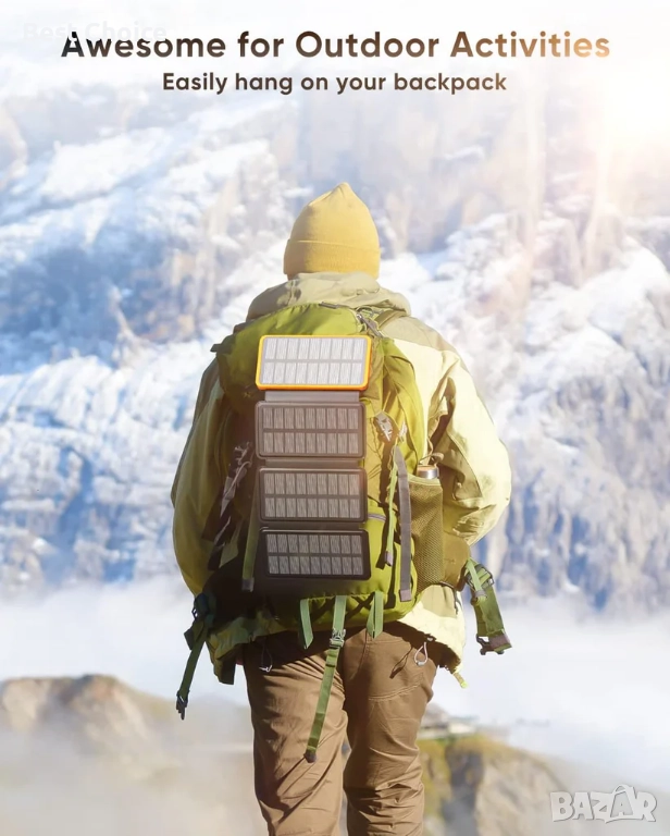 Соларна, бързозарядна батерия Hiluckey 25000mAh модел HI-S025 с фенер, снимка 1