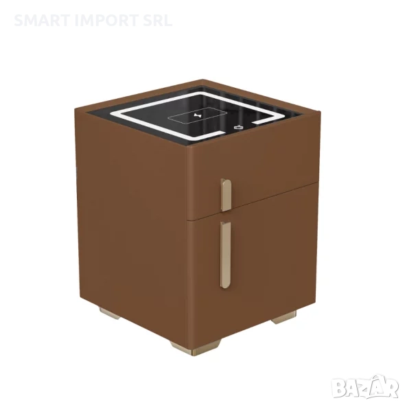 Интелигентно нощно шкафче Smart Heater, сейф, Led осветление, кафяв, снимка 1