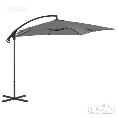 vidaXL Градински чадър чупещо рамо и стоманен прът 250x250 см антрацит(SKU:44879, снимка 1