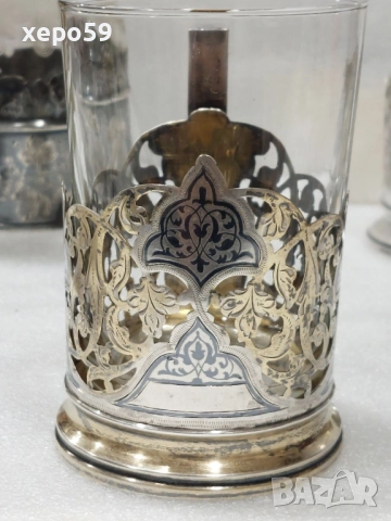 СССР-лот от много редки сребърни руски и един турски подстакани/ сребро 875, снимка 5 - Антикварни и старинни предмети - 52825209