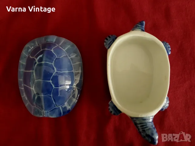 Стара порцеланова кутия за бижута Костенурка., снимка 4 - Антикварни и старинни предмети - 49296971