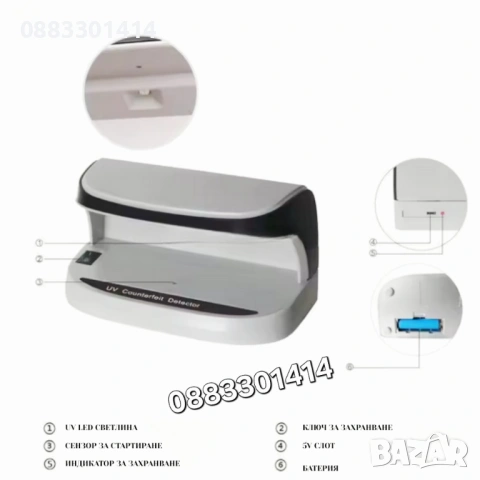 Детектор за банкноти UV детектор за фалшиви пари Левове, Евро , снимка 5 - Друга електроника - 53089847