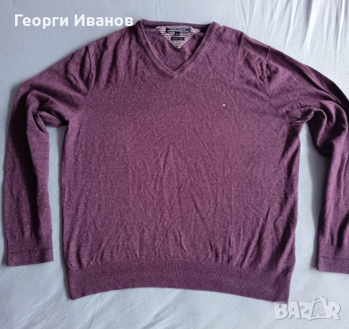 КАТО НОВ TOMMY HILFIGER XL V-Neck Premium Cotton Knit Sweater пуловер pullover top