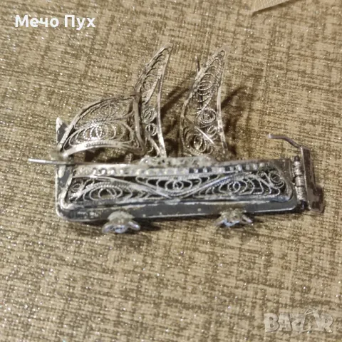 Сребърна миниатюра на стара римска галера - филигран, снимка 3 - Антикварни и старинни предмети - 49786236