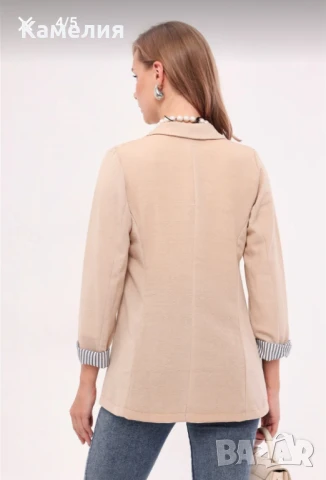Дамско сако в цвят телесен, снимка 3 - Сака - 50761122