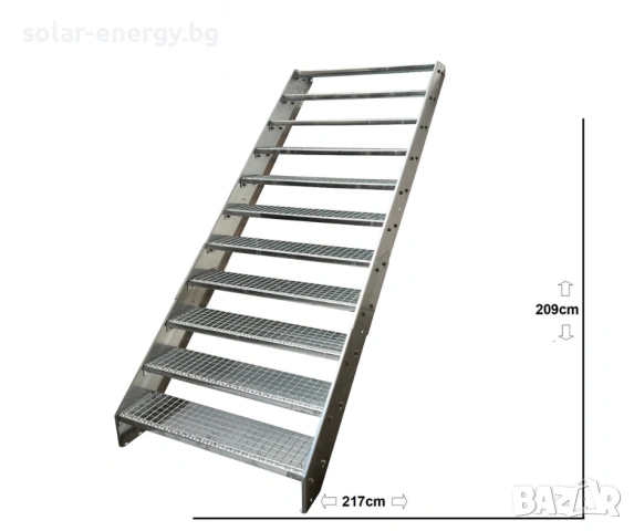 Метално стълбище 11 стъпала | Външни стълби | Поцинковано, снимка 4 - Други - 54235814